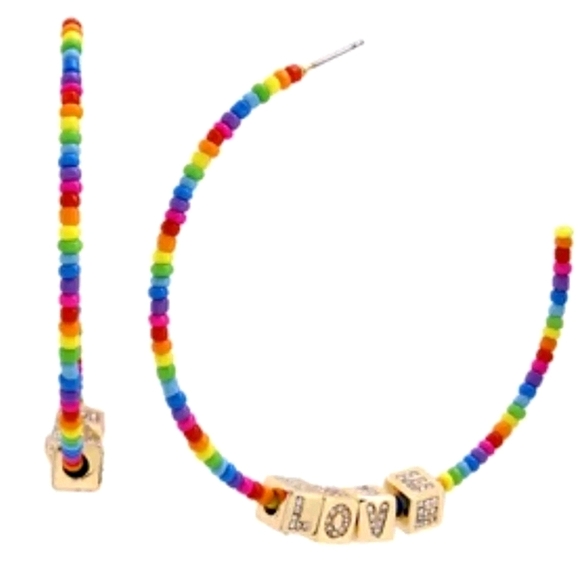 Betsey Johnson Multicolor Beaded Hoop Earrings - Picture 14 of 16